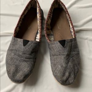Toms slip on flats black denim yarn trim 9
